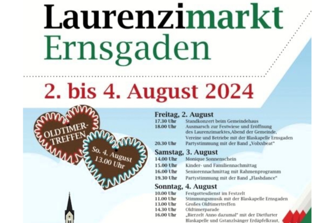 Laurenzimarkt in Ernsgaden vom 2. bis 4. August 2024